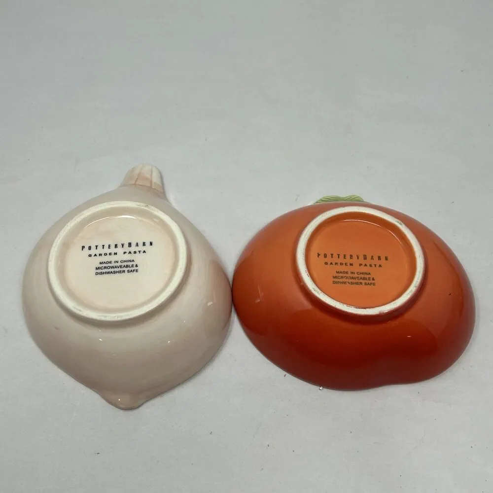 Pottery Barn Garden Pasta Bowls Vegetables Eggplant Tomato Onion Avocado 4pc